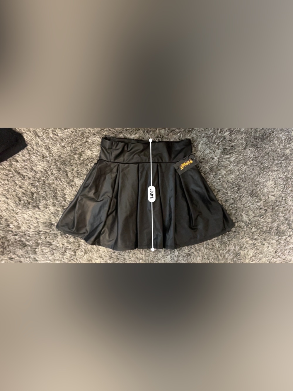 Spirit Black Faux Leather Pleated Skirt